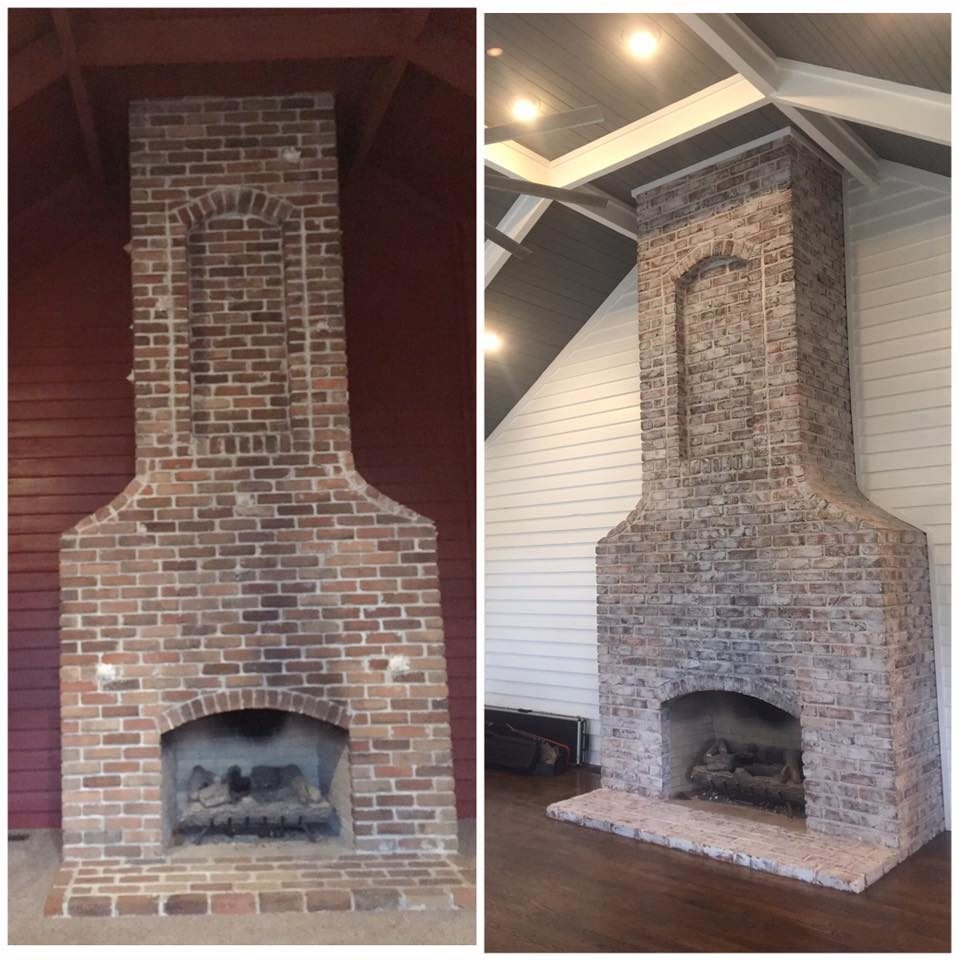 Fireplace White Wash | Before & After